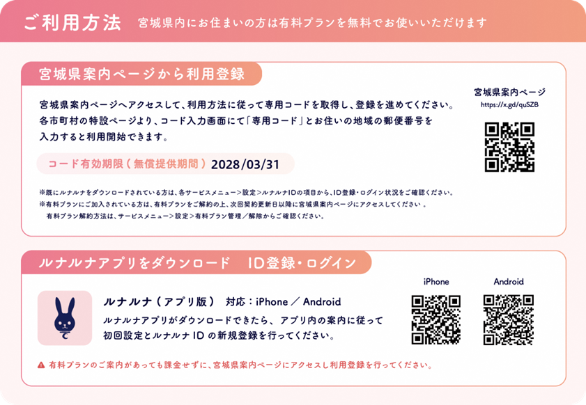 ルナルナご利用方法